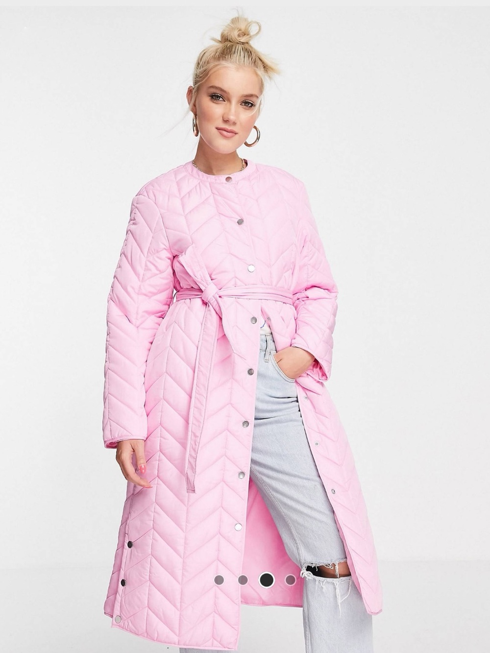 ASOS PIECES Longline Quilted Jacket - Picture 3 of 7